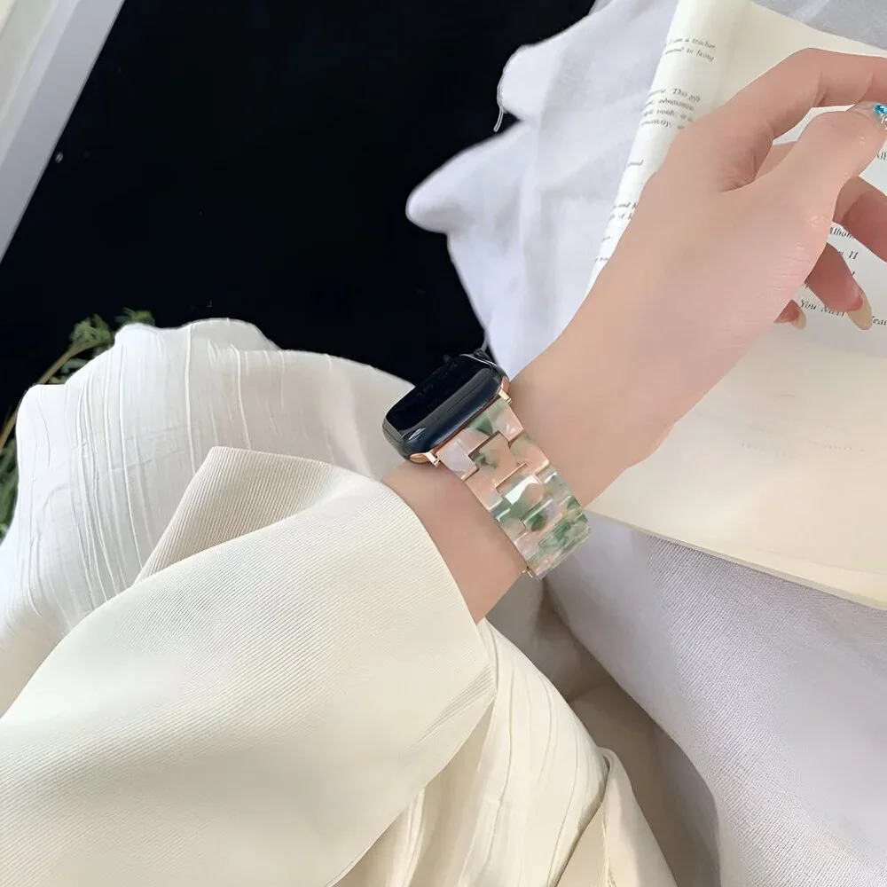Apple Watch Band Cream Marble Resin Adjustable Stylish Strap Watch Band